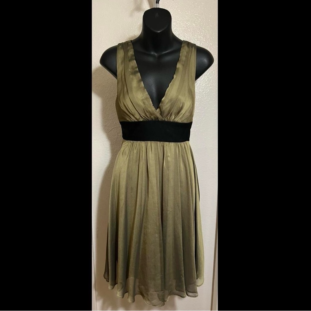 Forever 21 Olive Backless Dress with Black Waistband